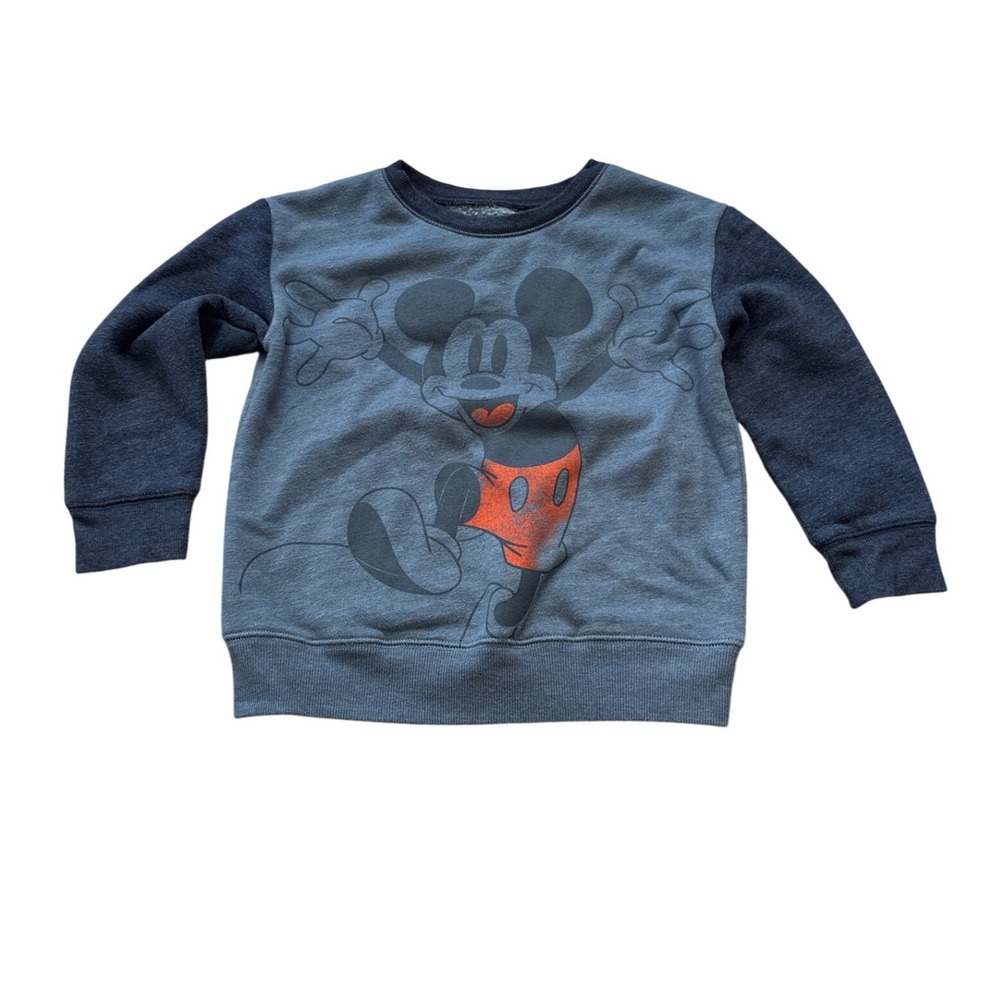 Disney Jumping Beans Sweatshirt Kids Blue Mickey Mouse Colorblock SIZE 4T